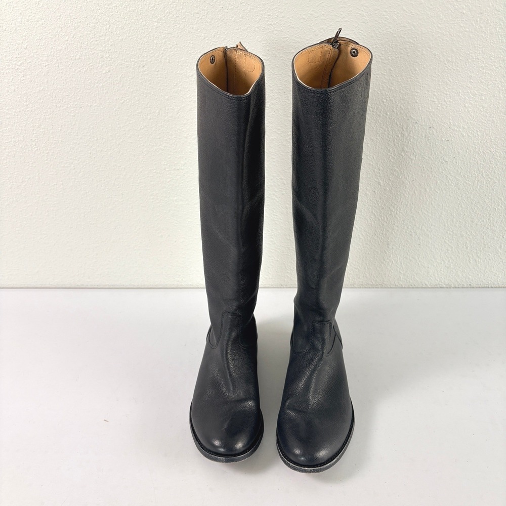 Frye Melissa Back Zip Boots Womens 7 Black Leather Riding Tall 76430